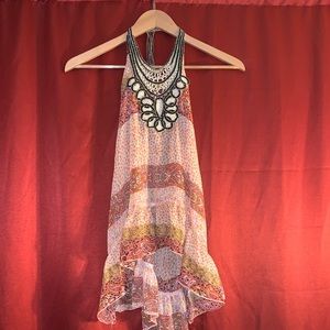 Rue21 floral and paisley pink base halter tie top